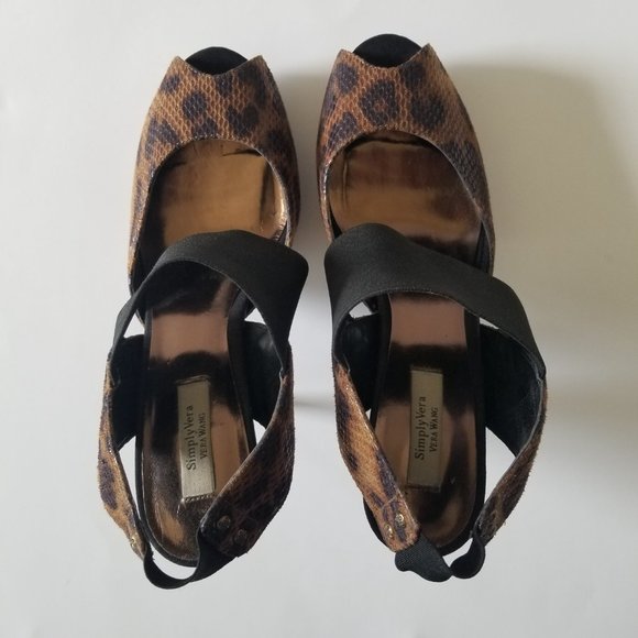 Simply Vera, Vera Wang Brown Animal Print Open Toe Stiletto 8.5 - Picture 2 of 11